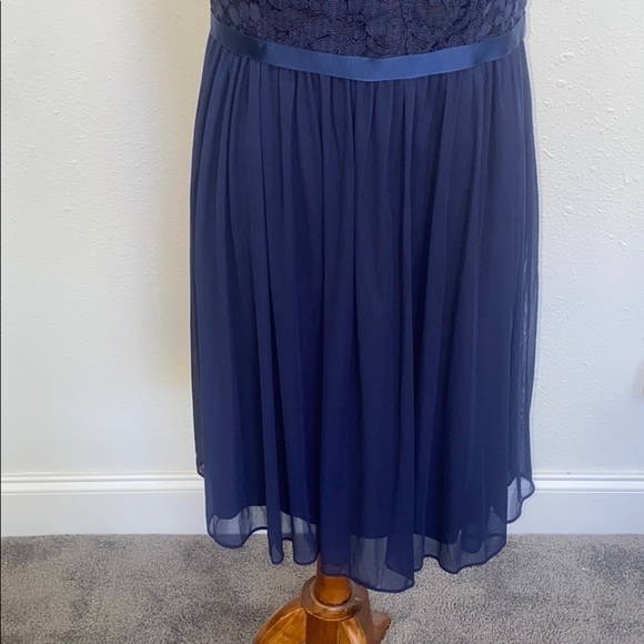 Navy Cap Sleeve David’s Bridal Bridesmaids Dress - Picture 15 of 16